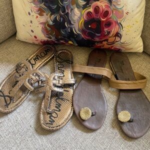 Sam Edelman - Gold & Brown Women's Slide Sandals -bonus Diamond pair from browns